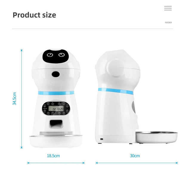 Smart Futterautomat – 3.5L, Zeitgesteuert, Sound-Erinnerung, 4 Mahlzeiten täglich für Hunde & Katzen