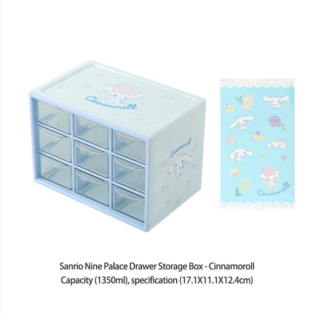 Kawaii Sanrio Schmuckbox: Cinnamoroll Organizer mit 9 Fächern – Perfekt als Weihnachtsgeschenk!