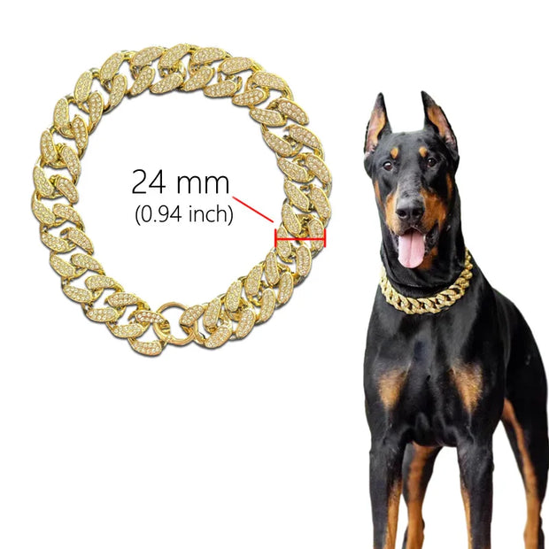 Hundehalsband-Kette, Diamant-Inlay, glitzernde Bulldoggen-Halskette